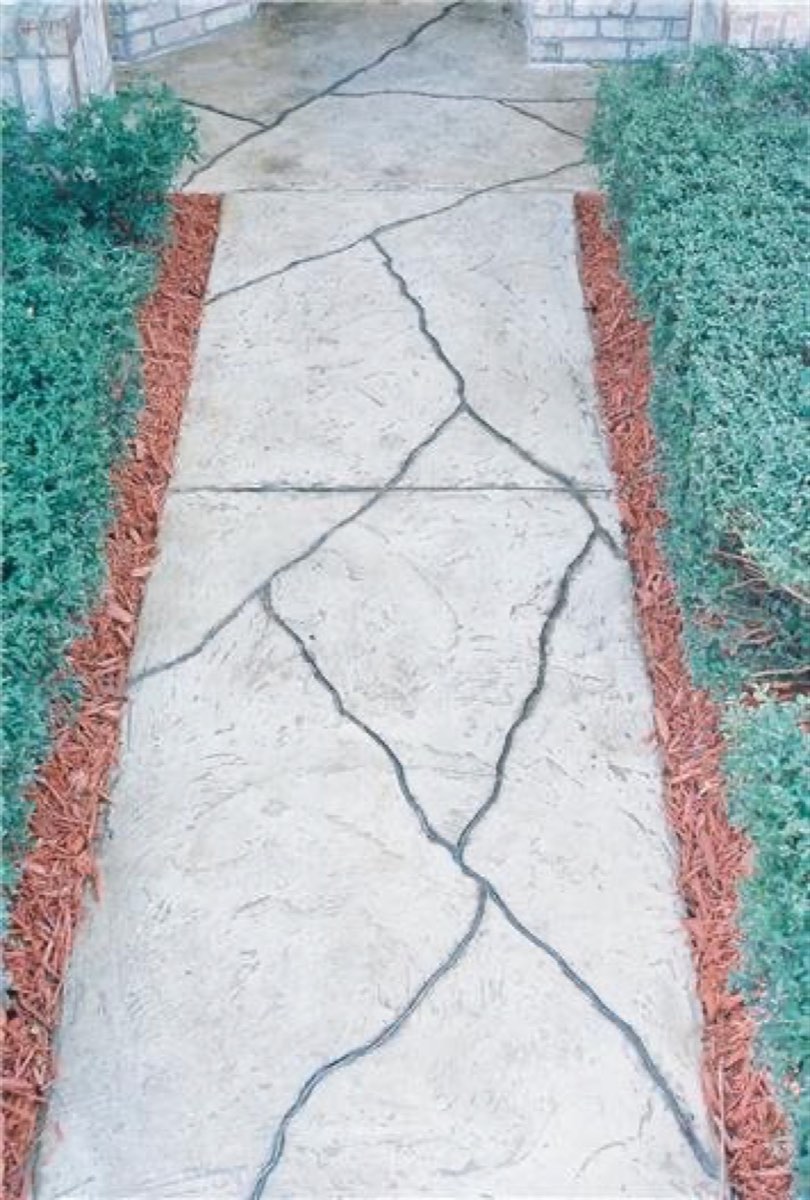 Custom taping design on a concrete patio